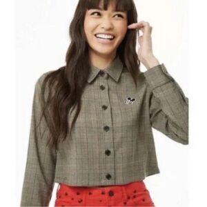 Mickey x Forever 21 Cropped Plaid Button-Front Set